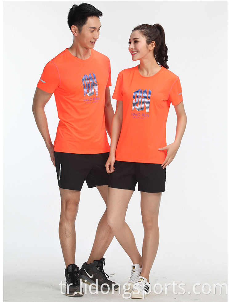 Ucuz Gym Fit Hızlı Kuru Polyester Koşu T-Shirt Bayanlar Düz Özel Spor T Gömlek